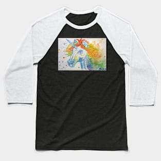 Unicorn Watercolor Painting - Magical Rainbow Baseball T-Shirt